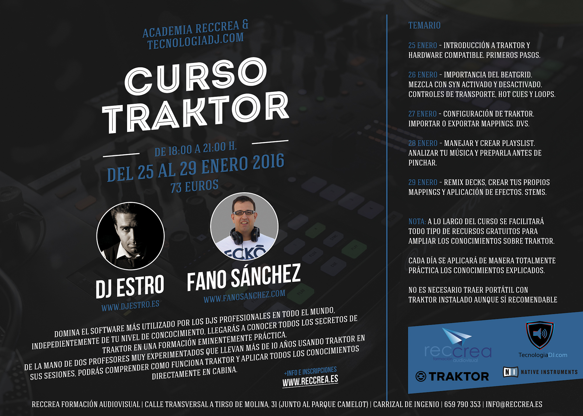 Curso Presencial de Traktor TecnologiaDJ.com y Academia Reccrea