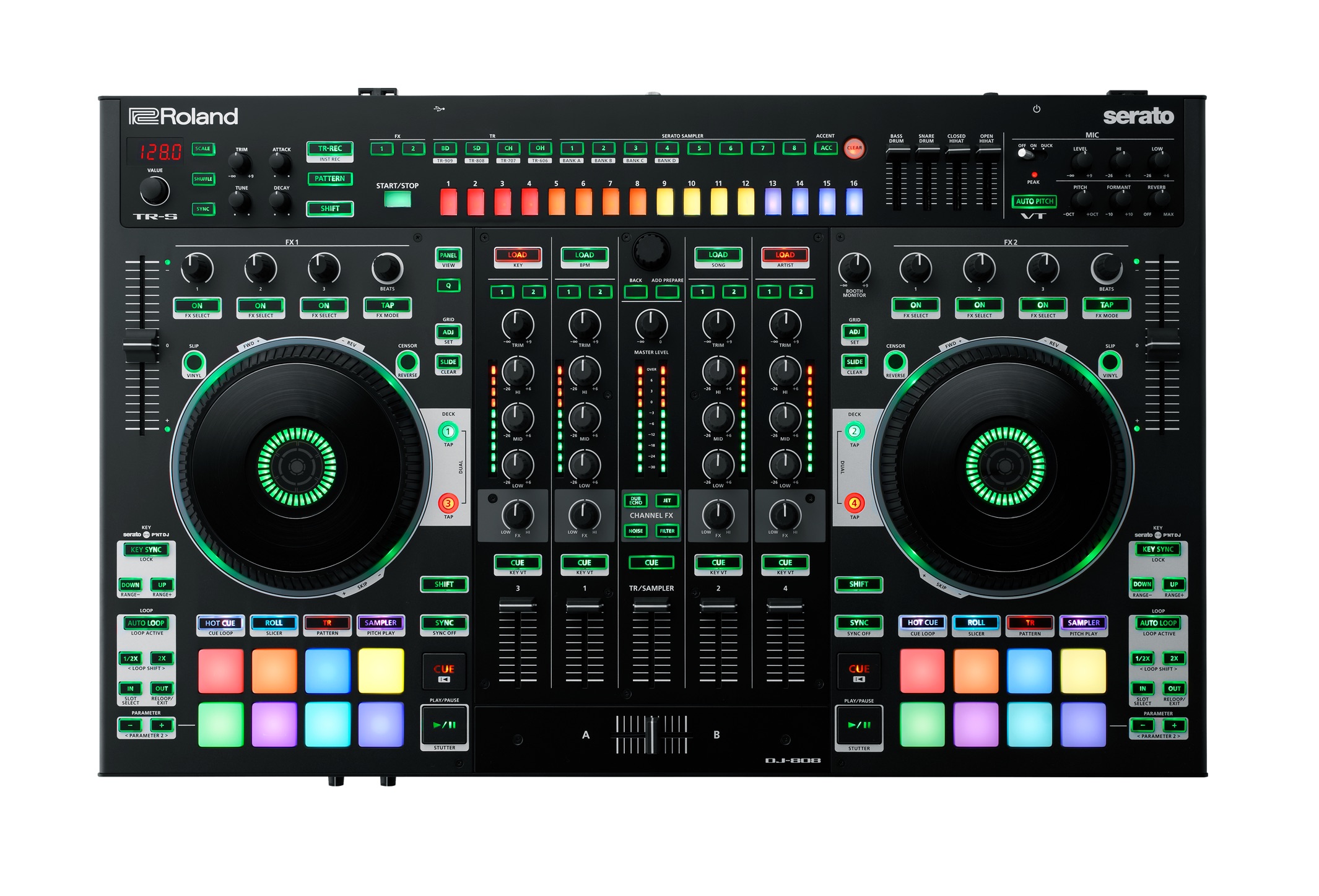 Nuevo e impresionante controlador Roland DJ 808 compatible con Serato DJ