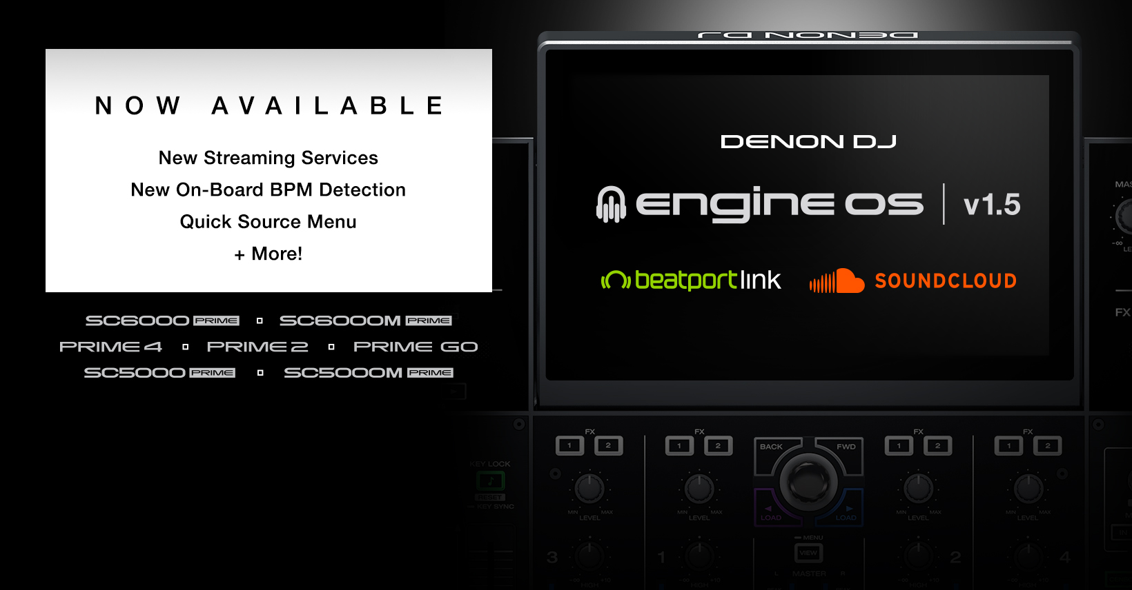 Engine OS 1.5 de Denon DJ compatible con Soundcloud GO+ y Beatport LINK