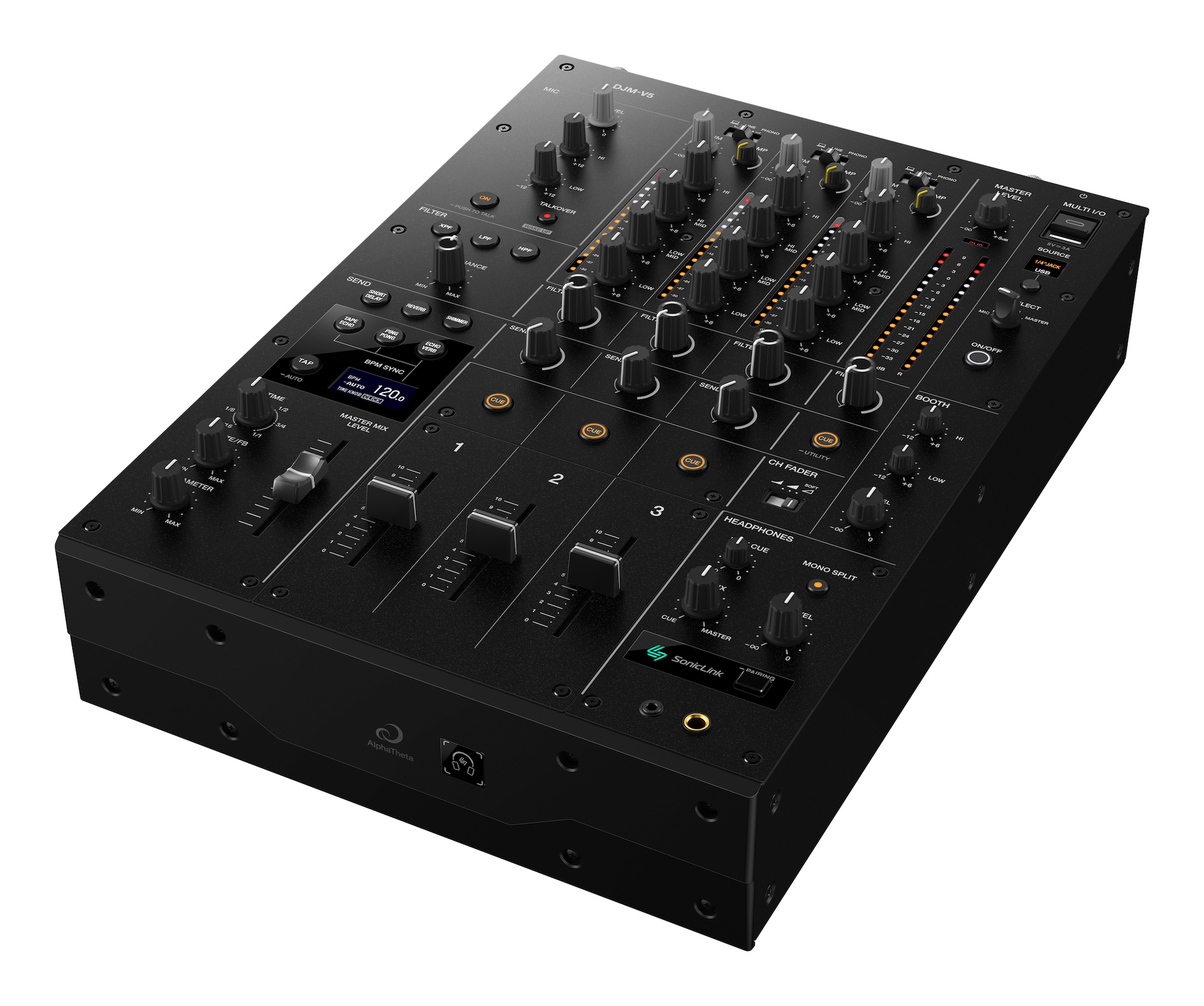 Nuevo mixer de tres canales DJM-V5 de Alphatheta